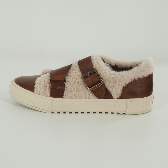 Gia Moto Low Genuine Shearling Buckle Strap Sneakers - Picture 3 of 8